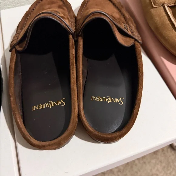 Saint Laurent Chestnut Brown Suede Penny Loafers - Men - Picture 2 of 3
